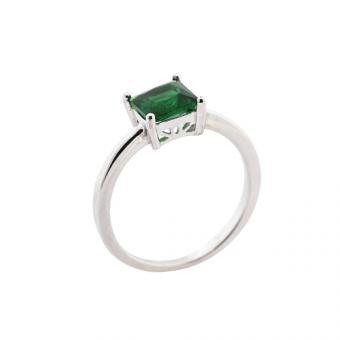 Комплект украшений из серебра 925 пробы с зелеными циркониями: серьги + подвеска + женское кольцо