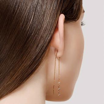 Серьги-цепочки из золота 585 пробы с фианитами