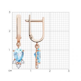 Sokolov Ohrhänger aus 585 Rotgold mit blauen Topasen und Zirkonia