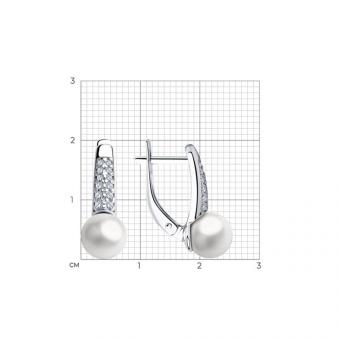Sokolov Серьги из серебра 925 пробы с жемчугом и фианитами