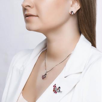 Sokolov Подвеска из серебра 925 пробы с красными рубинами и фианитами
