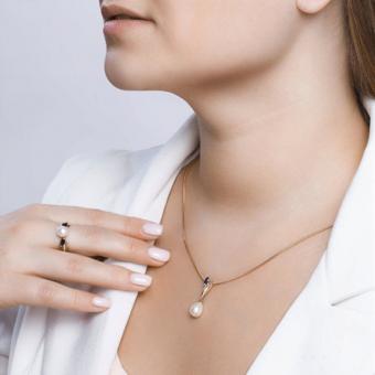 Sokolov Кольцо из золота 585 пробы с сапфирами, жемчугом и фианитами