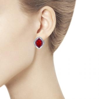 Sokolov SET 925 silver ladies ring and earrings with red rubies HTS