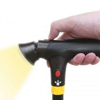 StabilStock - Stabilgehstock mit Doppelgriff, LED & 4-Fuß-Stand für Sicherheit