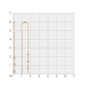 Серьги-цепочки из золота 585 пробы с фианитами