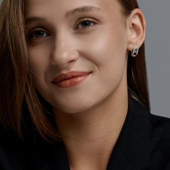 Ohrringe, Silber 925, mit Topas Swiss - Größe ca. 6x4 mm und Zirkonia, Breite ca. 8 mm, Höhe ca. 16 mm