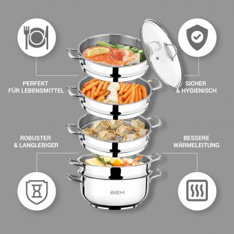 B-Ware BEM Dampfkocher 26 cm aus Edelstahl, 6-tlg.