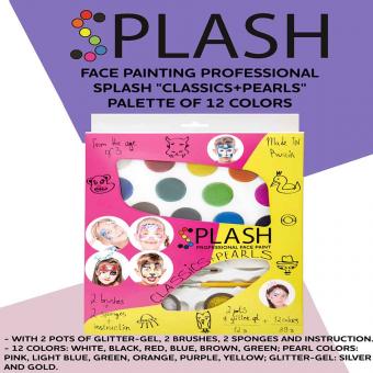 SPLASH Professionelles Kinderschmink-Set "Klassik + Perlmutt" 12 Farben, 51 g