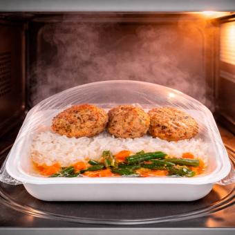 BARIN ready in 5 minutes Cod meatballs with béchamel sauce, vegetables and rice, 300 g
