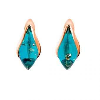 Серьги из позолоченного серебра 925 пробы с янтарными камнями