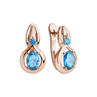 Sokolov Серьги из красного золота 585 пробы с топазами Swarovski и фианитами