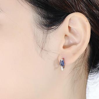 Sokolov flower earrings in 925 silver with blue and colorless zirconia