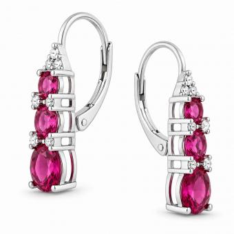 Schmuckset: Kette, Anhänger & Ohrringe aus 925 Silber mit Zirkonia, rot oder blau