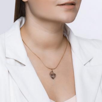 Подвеска в виде сердца матери и дочери из красного золота 585 пробы