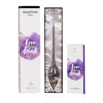 Set WELLNESS Karaffe mit Amethyst-Rosenquarz-Bergkristall inkl. Edelsteinstab