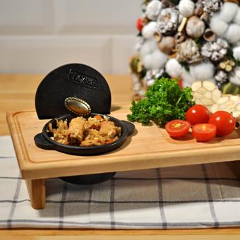 BriZoll HORECA чугунная сервировочная кастрюля 300 мл. с деревянной подставкой