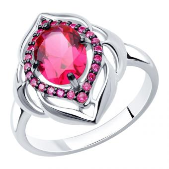 Sokolov SET 925 silver ladies ring and earrings with red rubies HTS