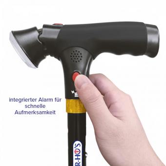 StabilStock - Stabilgehstock mit Doppelgriff, LED & 4-Fuß-Stand für Sicherheit
