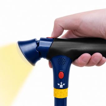 StabilStock - Stabilgehstock mit Doppelgriff, LED & 4-Fuß-Stand für Sicherheit (navy)