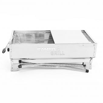 Rambo Grill Set – Edelstahl-Mangal mit Grillaufsatz für 11 automatisch drehende Spieße