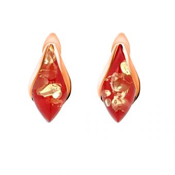Серьги из позолоченного серебра 925 пробы с янтарными камнями