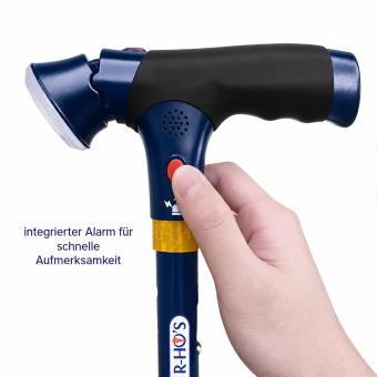 StabilStock - Stabilgehstock mit Doppelgriff, LED & 4-Fuß-Stand für Sicherheit (navy)