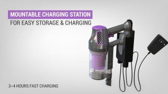 Akku Handstaubsauger Beutellos + Kabellos Lila