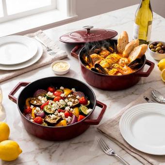 Чугунная жаровня Berlinger Haus с крышкой (2.57 л, Ø26 см), бордово-красная