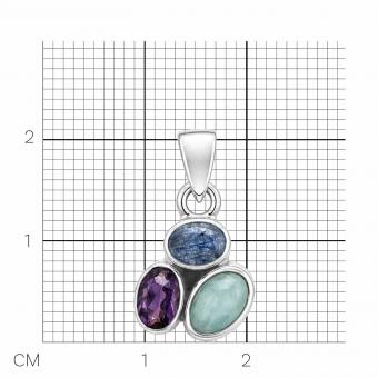 Set: earrings + pendant made of 925 silver with colorful stones, in two color variations