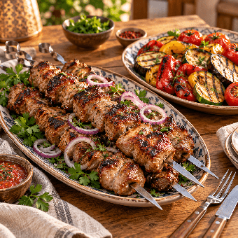 Rambo Grill Set – Edelstahl-Mangal mit Grillaufsatz für 11 automatisch drehende Spieße