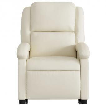 Кресло с подставкой для отдыха из искусственной кожи кремового цвета