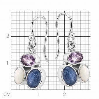 Set: earrings + pendant made of 925 silver with colorful stones, in two color variations