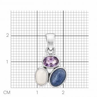 Set: earrings + pendant made of 925 silver with colorful stones, in two color variations