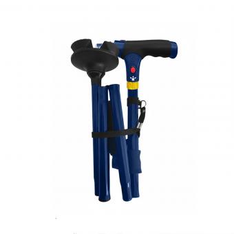 StabilStock - Stabilgehstock mit Doppelgriff, LED & 4-Fuß-Stand für Sicherheit (navy)