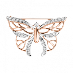 Sokolov brooch butterfly in 585 rose gold with cubic zirconia