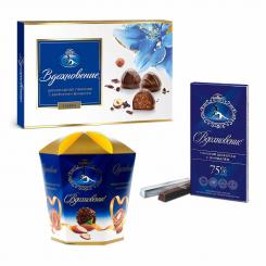 Ореховое вдохновение: трио горький шоколад 75% с миндалём и пралине с орехами (420 г)