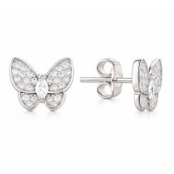 Kinder Ohrstecker in Schmetterling-Form aus 925 Silber, mit Zirkonia