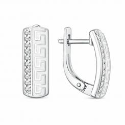 Earrings in 925 silver, with 22 zirconia and white enamel, height approx. 18 mm