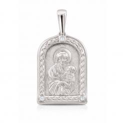 Wonderful icon - pendant of the Mother of God, silver 925, with zirconia, height approx. 40 mm