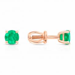 585 rose gold pendant earrings, with emerald