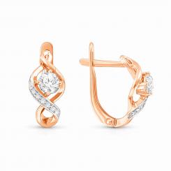 Charming earrings in 585 rose gold with Swarovski zirconia, height approx. 15 mm