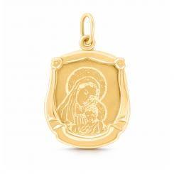 Красивая подвеска-икона с изображением Божьей Матери из желтого золота 585 пробы, с гравировкой, вес ≈ 1,55 гр., высота ≈ 30 мм.