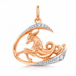 Sternzeichen Anhänger Steinbock aus 585er Rotgold mit Zirkonia, Höhe ca. 25 mm