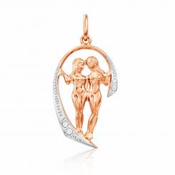 Sternzeichen-Anhänger Zwillinge (21.05-21.06) aus 585 Rotgold mit Zirkonia