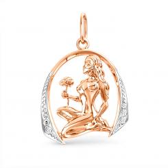 Anhänger, Rotgold 585, Zirkonia, Jungfrau, Höhe ca. 22 mm