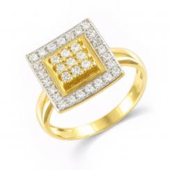 Элегантное женское кольцо из желтого золота 585 пробы, инкрустированное  фианитами.