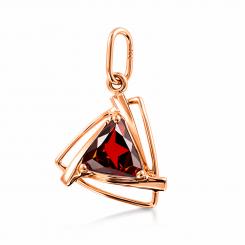 Excellent gold pendant in 585 rose gold with garnet, height approx. 27 mm