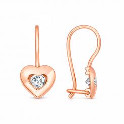 Ohrhänge - Herz aus 585 Rotgold, mit Zirkonia