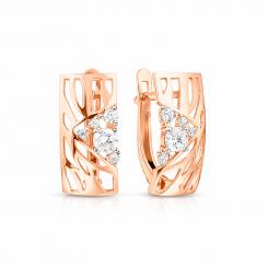Earrings in 585 rose gold with zirconia, height approx. 17 mm