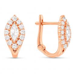 Earrings in rose gold 585, with zirconia